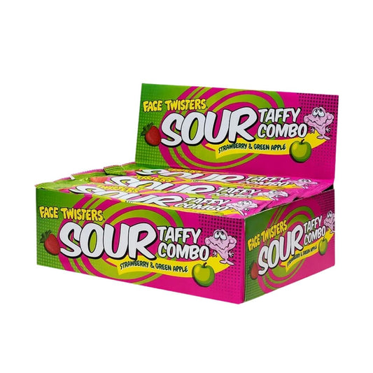 Face Twisters Sour Taffy Combo Strawberry & Green Apple Bar 1.4 oz - 48ct