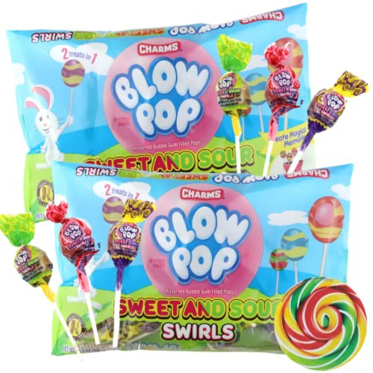 Charms Blow Pop Sweet and Sour Swirls Easter 11.5oz - 12ct