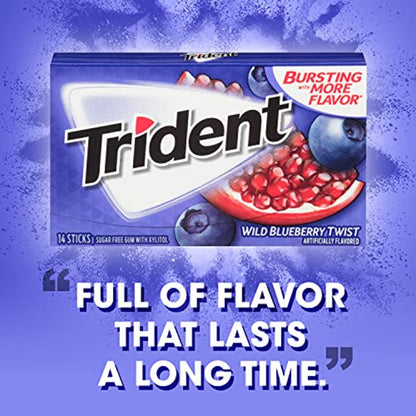 Trident Wild Blueberry Twist Sugar Free Gum - 12ct