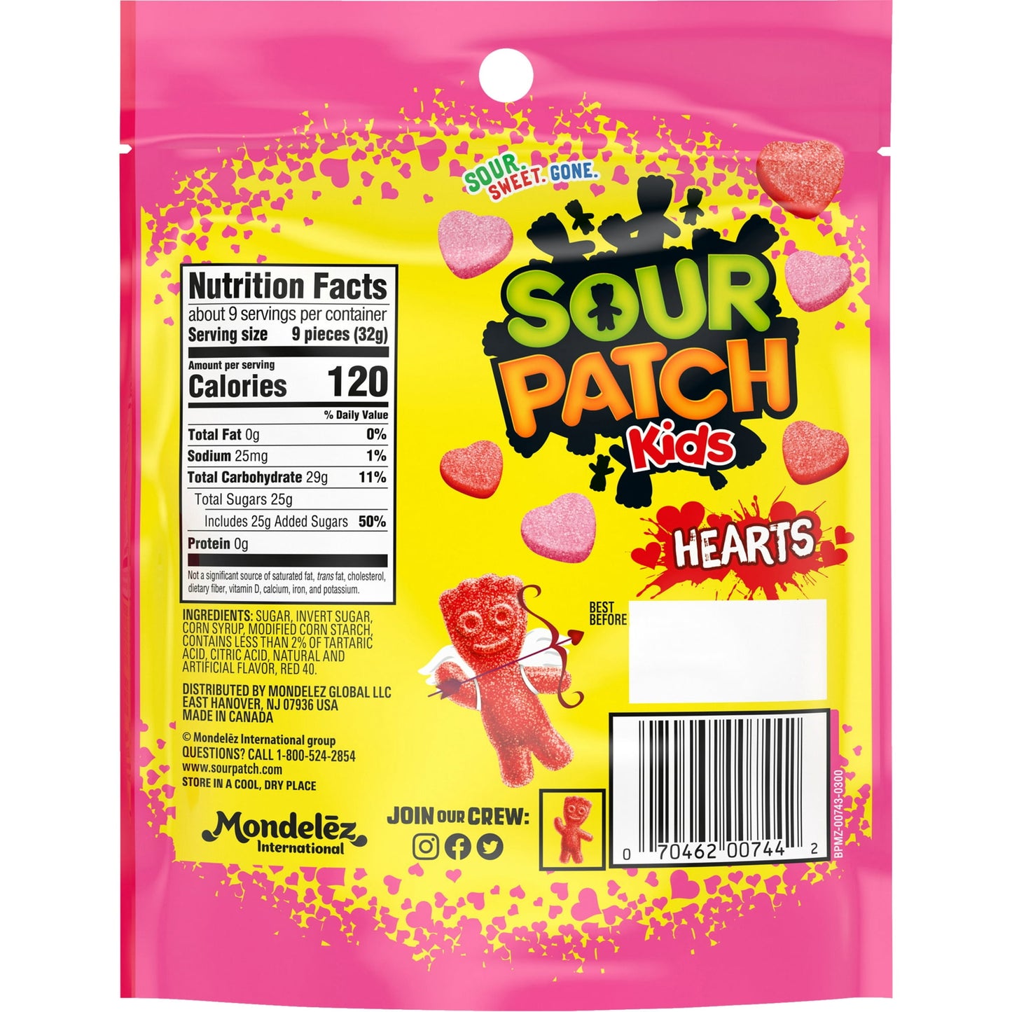 Sour Patch Kids Soft & Chewy Valentines Day Candy Hearts  10 oz - 12ct