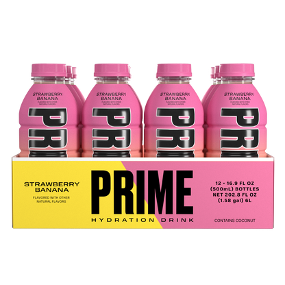 Prime Hydration Drink Strawberry Banana 16.9oz - 12ct