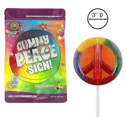 Gummy Peace Sign Lollipop - 12ct