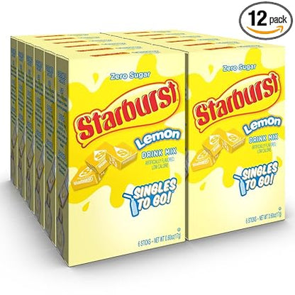 Starburst Singles To Go Zero Sugar Drink Mix, Lemon 0.60oz - 12ct