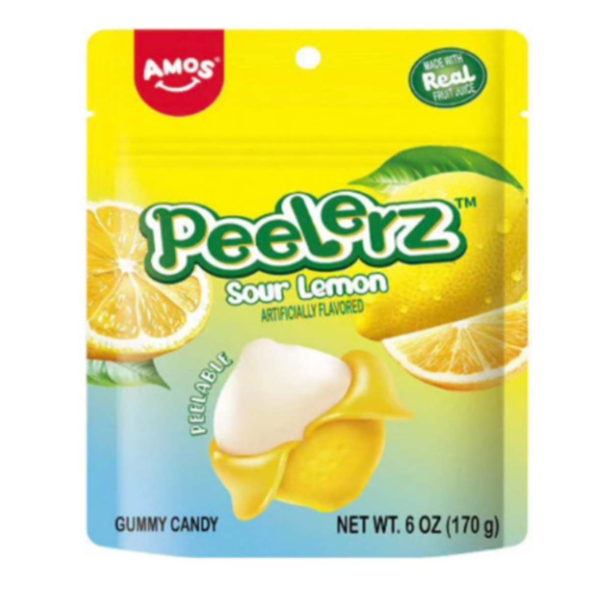 Amos Peelerz Sour Lemon 6oz - 12ct