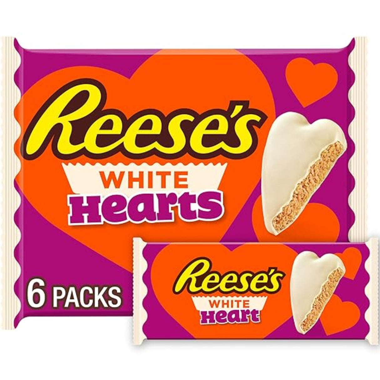 Reese's White Creme Peanut Butter Hearts 1.2oz - 6ct