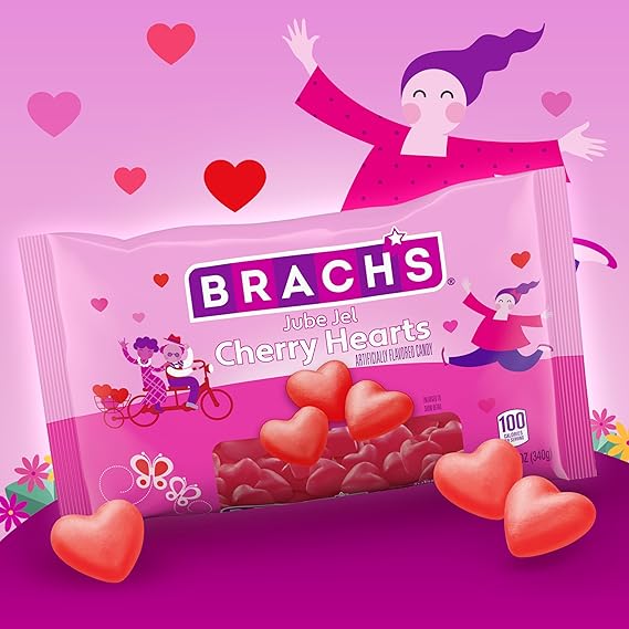 Brach's Cherry Jelly Hearts Bag 12oz - 12ct