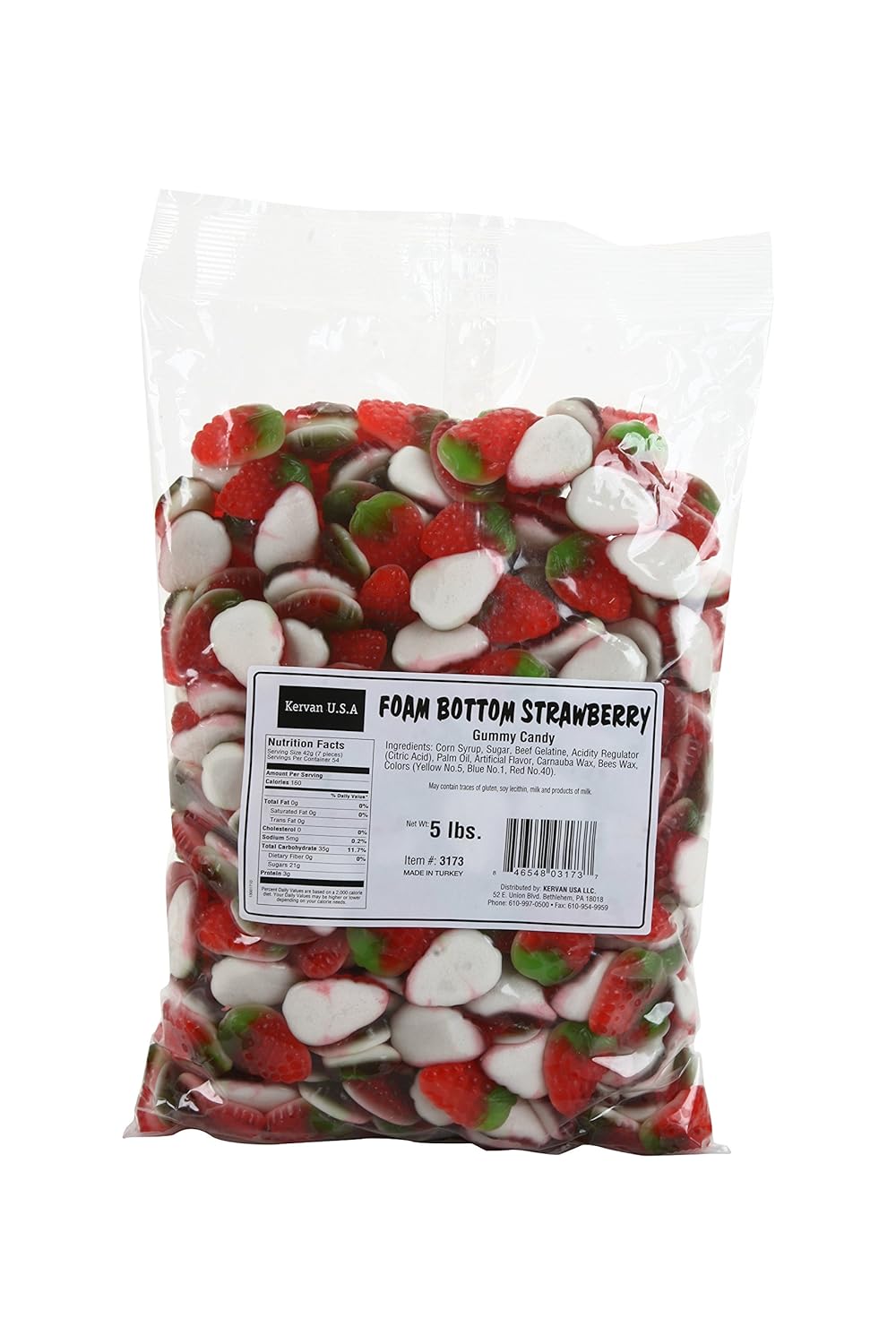 Kervan Gummy Strawberry Creams Bulk Bag 5lb - 1ct