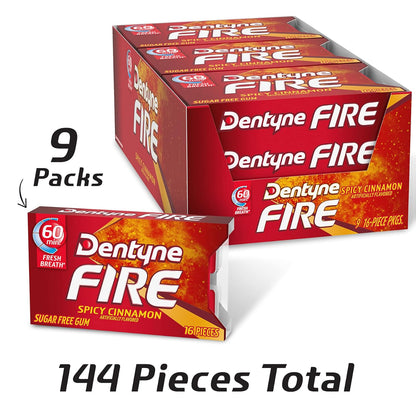 Dentyne Ice Sugarless Gum Cinnamon Fire - 9ct