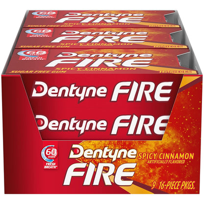 Dentyne Ice Sugarless Gum Cinnamon Fire - 9ct