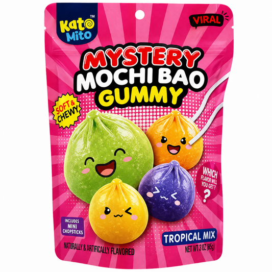 Mochi Mystery Bao Gummy Tropical Mix 3oz 12ct