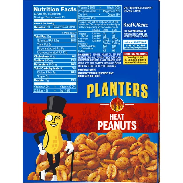 Planters Heat Peanuts 1.75oz - 18ct