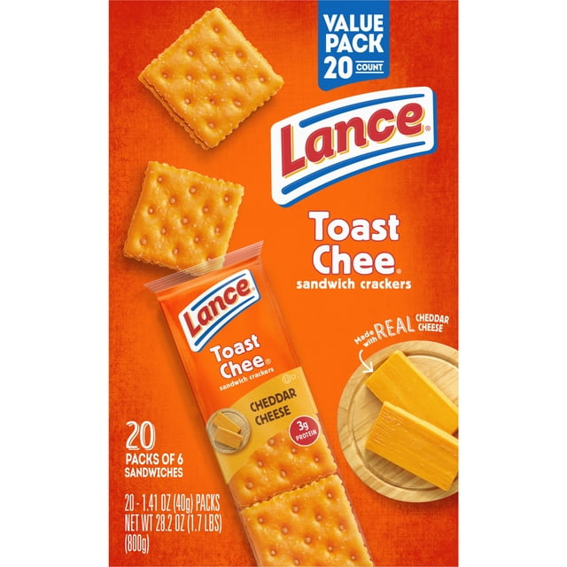 Lance Sandwich Crackers ToastChee Cheddar 1.41oz - 20ct