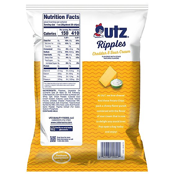 Utz Cheddar & Sour Cream Chip 2.75oz - 14ct