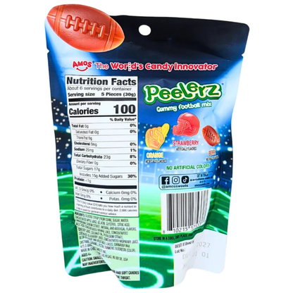 Amos Peelerz Football Mix Peelable Gummy Candy 6oz 12ct