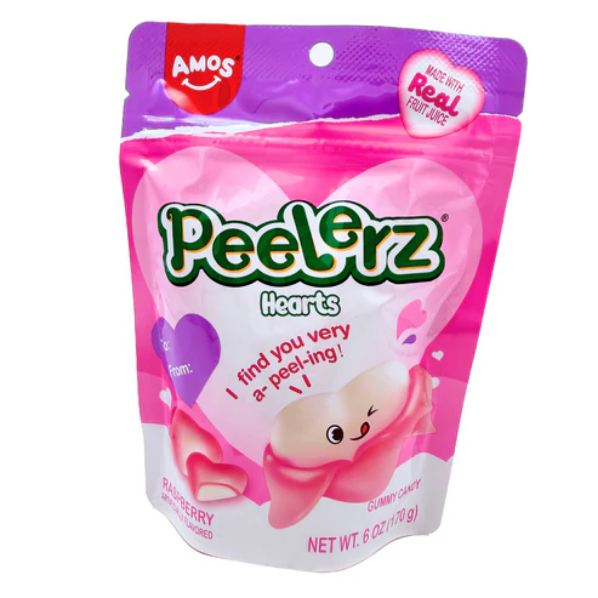 AMOS Peelerz Gummy Valentine's Hearts 6oz - 12ct