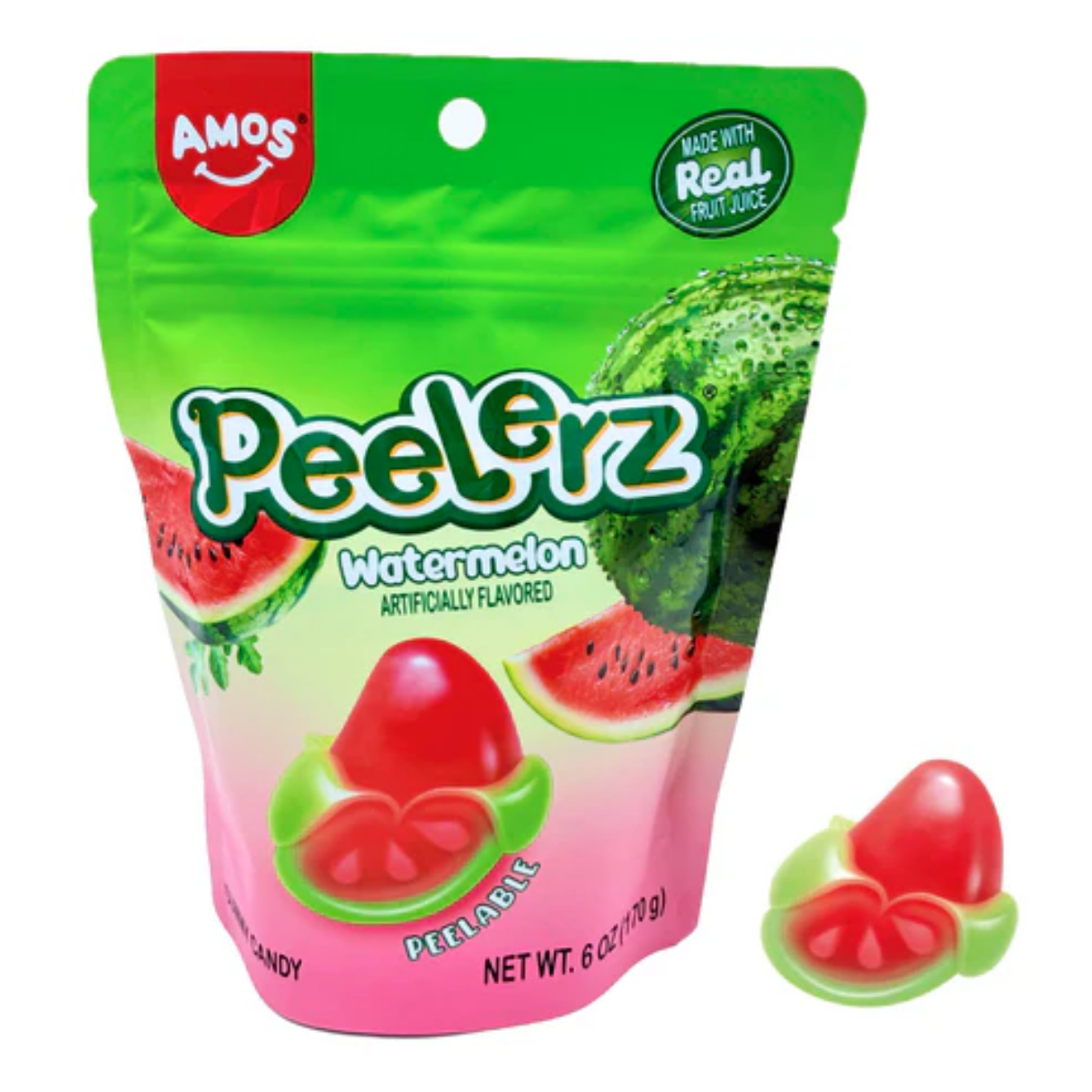 Amos Peelerz Gummy Watermelon Peg Bag 6oz - 12ct