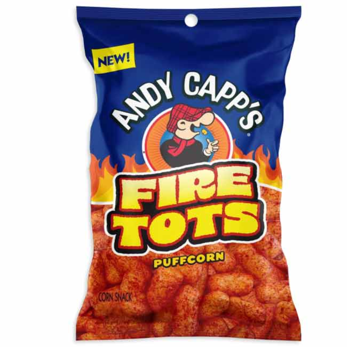Andy Capp Fire Tots Puffcorn Snacks Peg Bag 1.5oz - 12ct