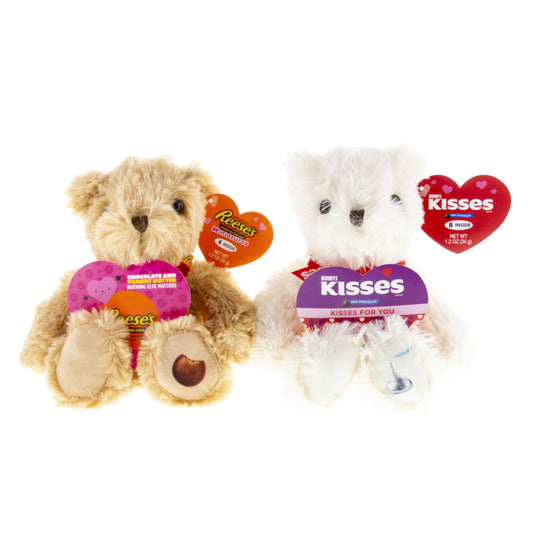 Kisses and Reese's Valentine's Day Heart Box Plush Bear 1.2oz - 4ct