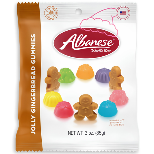 Albanese Jolly Gingerbread Bears Gummies Peg Bag 3oz 12ct