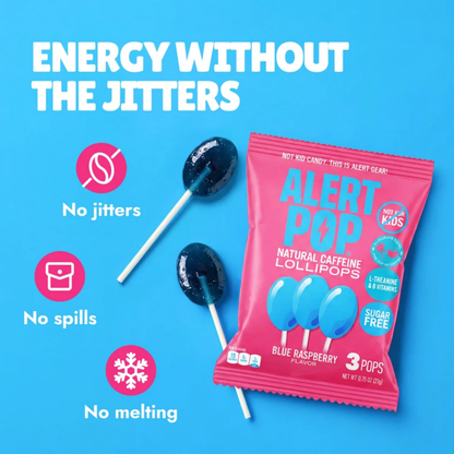 Alert Pop Blue Raspberry Lollipops .75oz 18ct