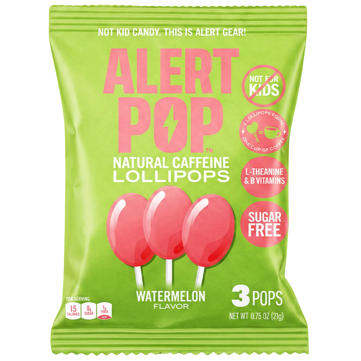 Alert Pop Watermelon Lollipops .75oz 18ct