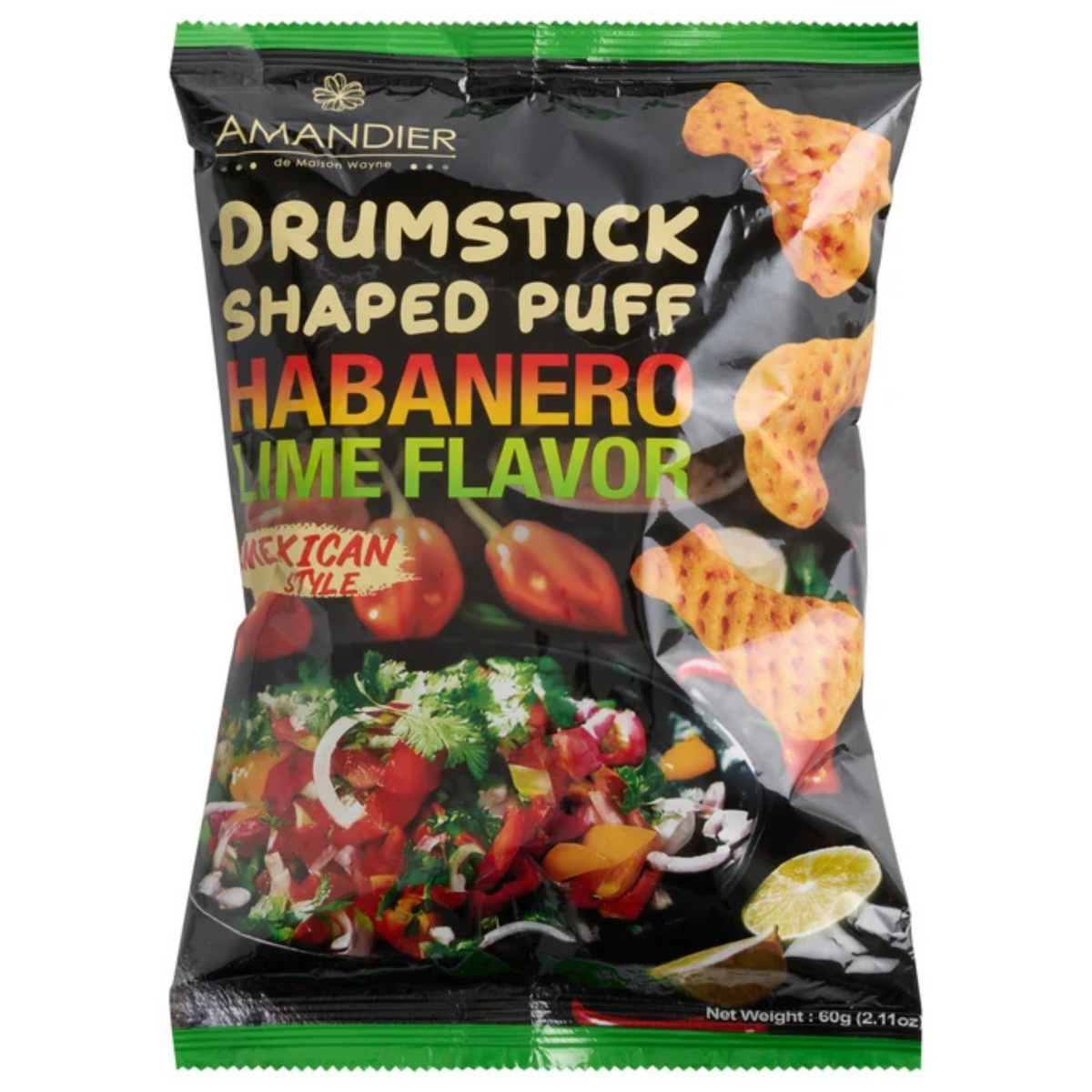 Amandier Habanero Lime Flavor Drumstick Shaped Puffs 60g 12ct