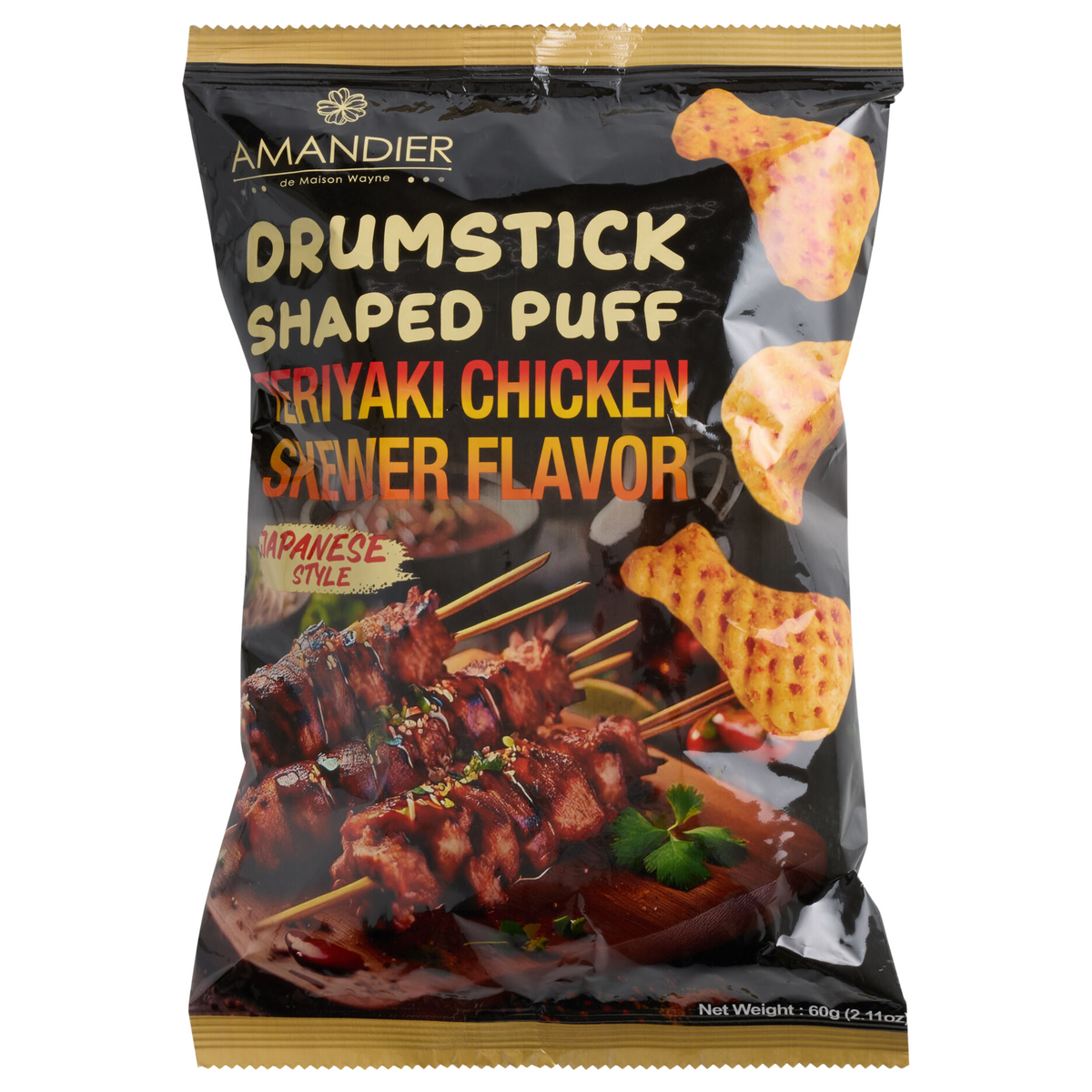 Amandier Teriyaki Chicken Skewer Drumstick Shaped Puffs 60g 12ct
