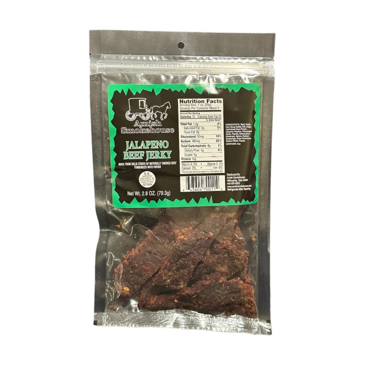 Amish Smokehouse Beef Jerky Jalapeno 2.8oz - 12ct