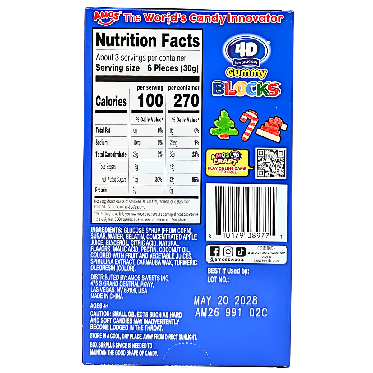Amos 4D Gummy Blocks Santa Theatre Box 3oz 12ct