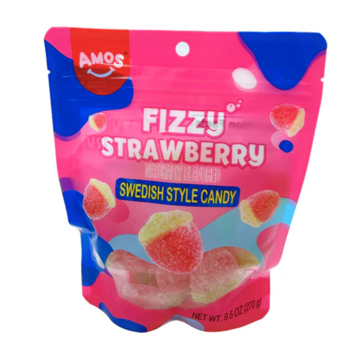 Amos Fizzy Strawberry Swedish Peg Bag 9.5oz -12ct