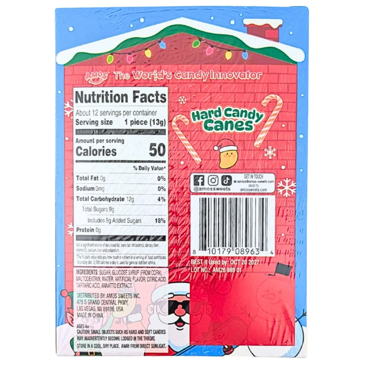 Amos Mango Hard Candy Canes 5.29oz 12ct