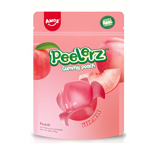 Amos Peelerz Gummy Peach 6oz - 12ct