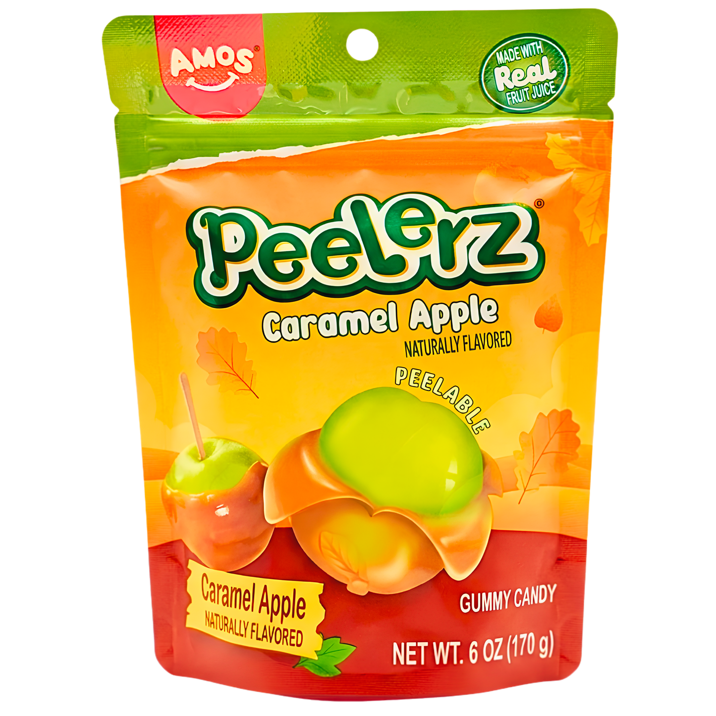 Amos Peelerz Caramel Apple Gummy Candy 6oz 12ct