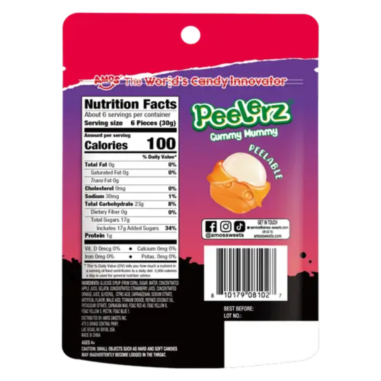 Amos Peelerz Gummy Mummy 6oz - 12ct