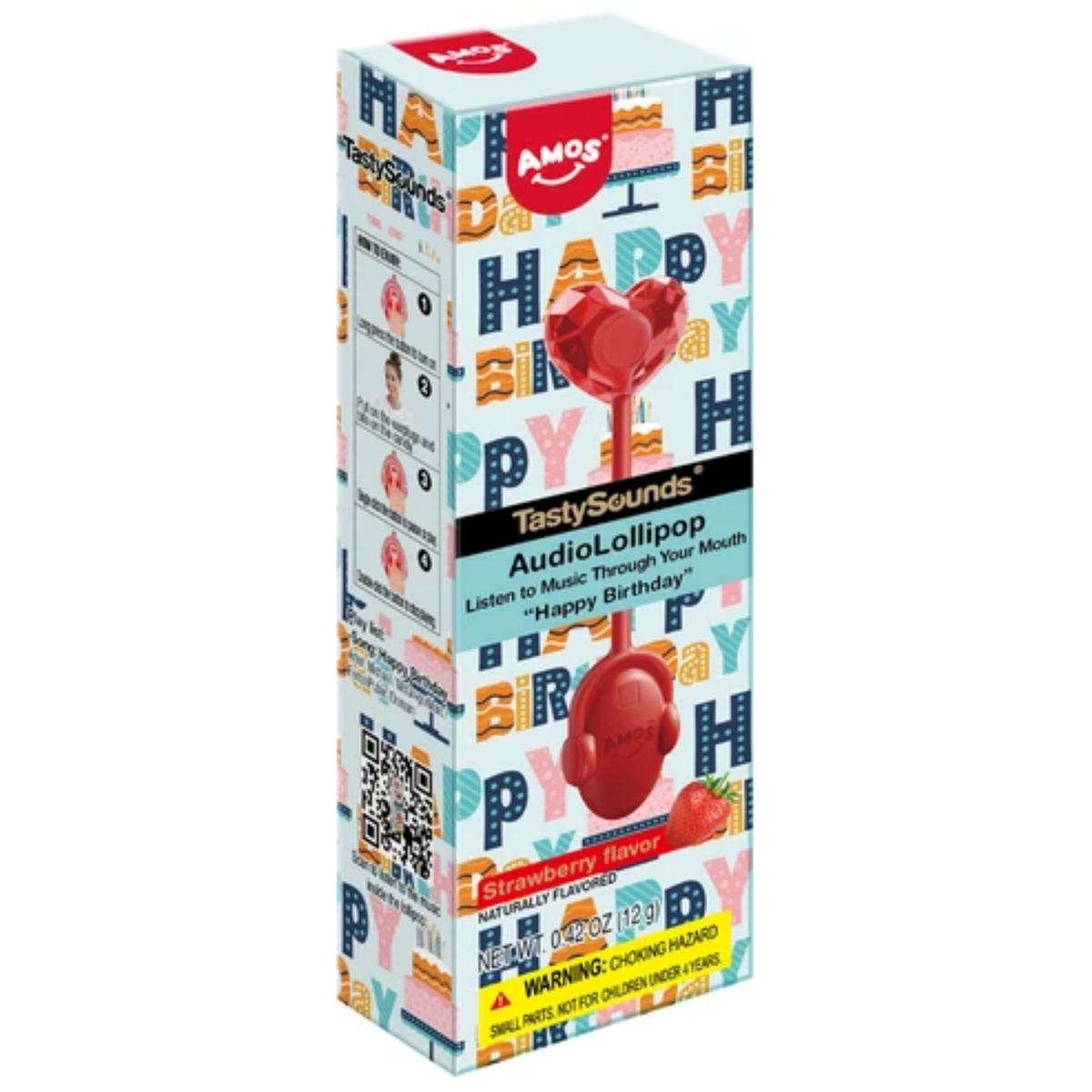 Amos TastySounds Birthday Lollipop 0.42oz 12ct