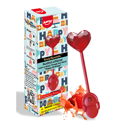 Amos TastySounds Birthday Lollipop 0.42oz 12ct