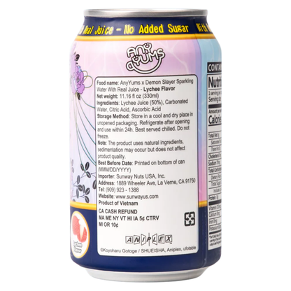 AnyYums Demon Slayer Lychee Sparkling Water 11.16oz 24ct