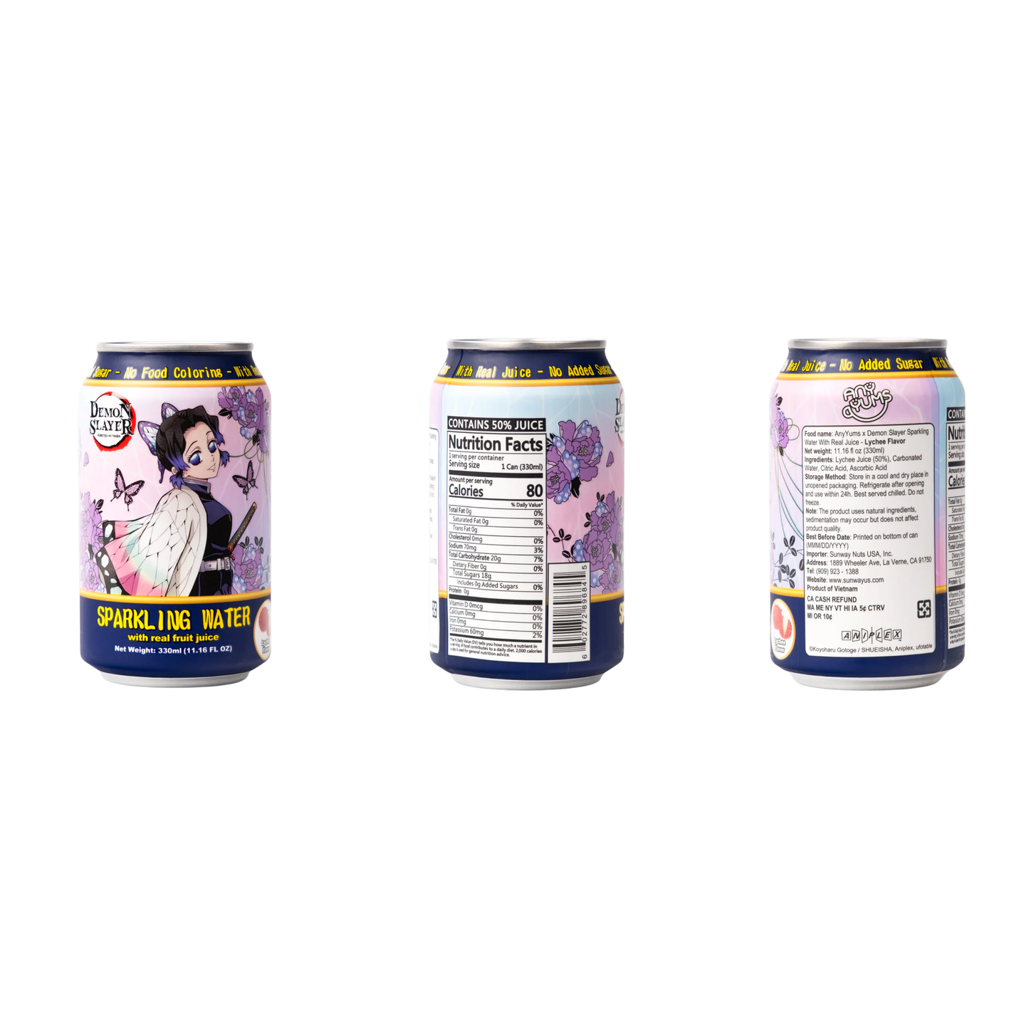 AnyYums Demon Slayer Lychee Sparkling Water 11.16oz 24ct