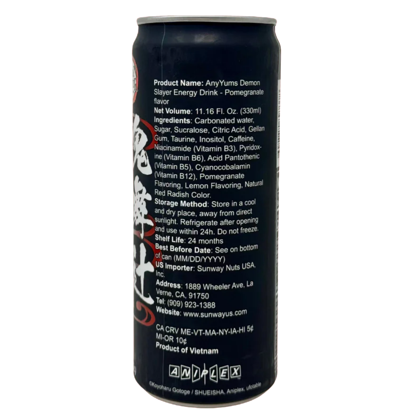 AnyYums Demon Slayer Pomegranate Energy Drink 11.16oz 12ct