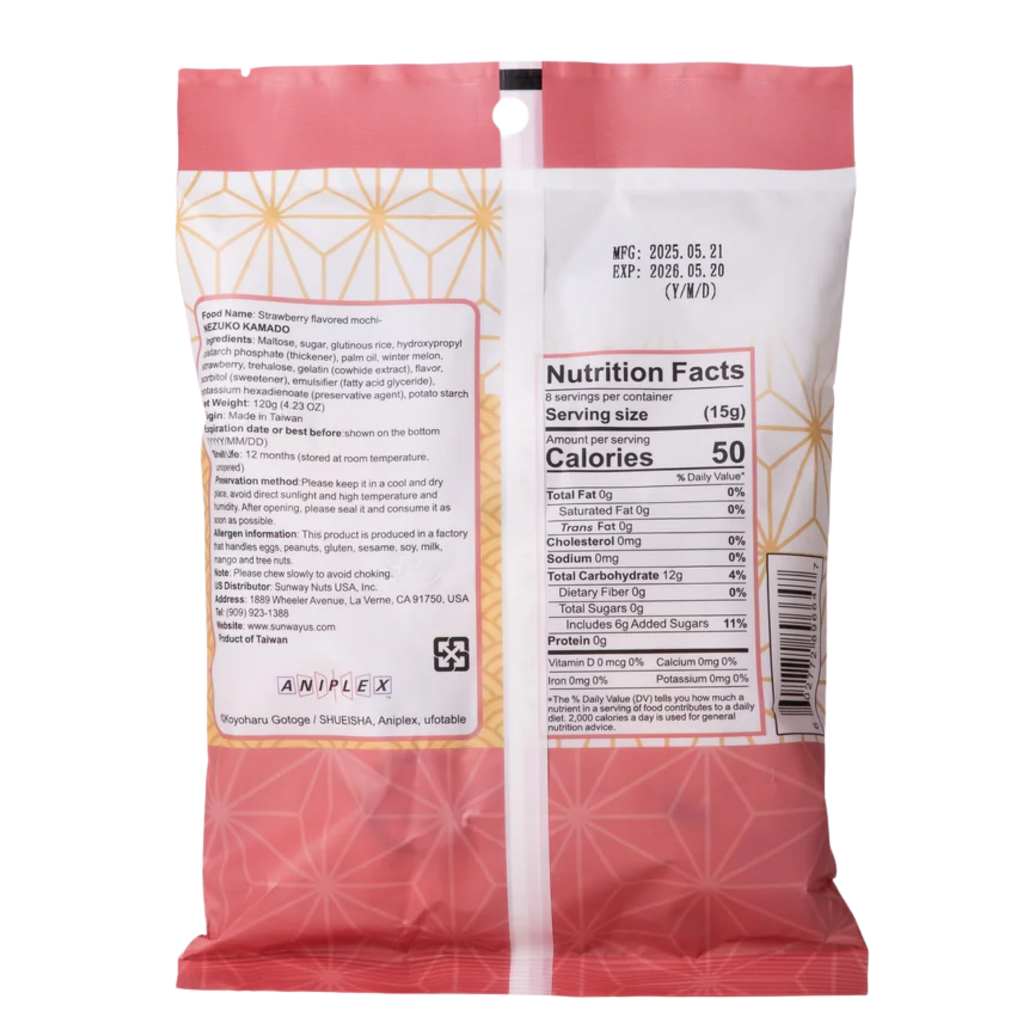 AnyYums Demon Slayer Strawberry Mochi 4.23oz 12ct