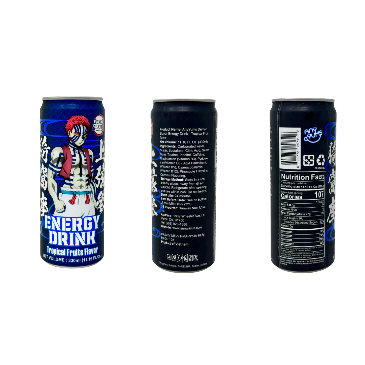 AnyYums Demon Slayer Tropical Fruits Energy Drink 11.16oz 12ct