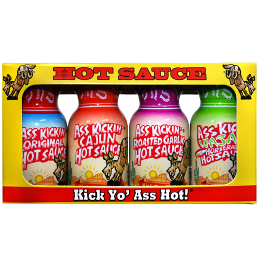 Ass Kickin Four Pack Mini Bottle Hot Sauce .75oz 12ct