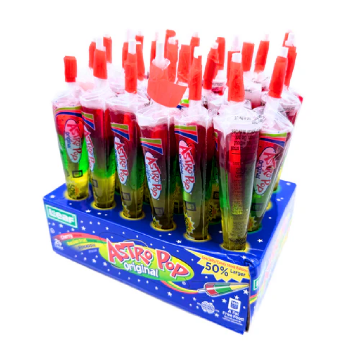Astro Pop lollipop tri color cone retro candy 1.5oz
Astro Pops candy layered fruit lollipop cone shape
Astro Pop retro candy colorful cone lollipop
