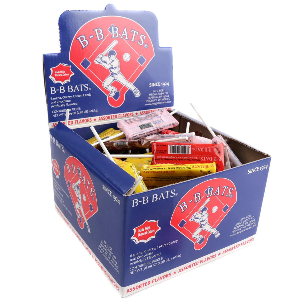 B-B Bats Assorted Taffy Lollipops 38.09oz 80ct