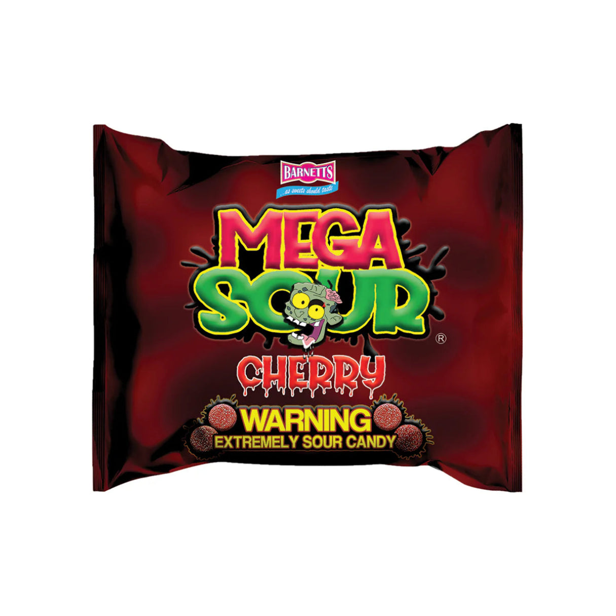 Barnetts Mega Sour Cherry Candy 104g 12ct UK Import Package