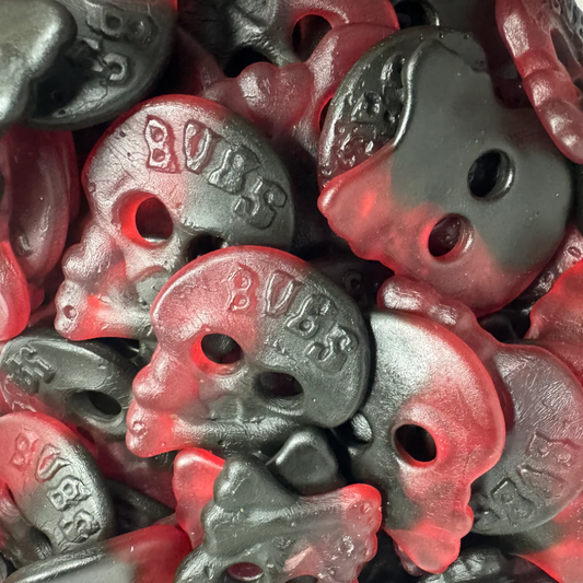 BUBS Mini Raspberry Salty Licorice Skulls Candy – 4kg / 8.81lb