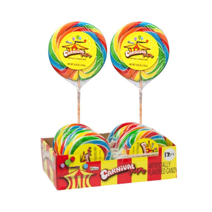 Bee Confections Giant Carnival Swirl Lollipops 4.25oz - 12ct