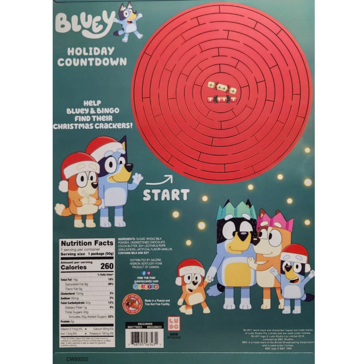 Bluey Holiday Countdown Calendar 4.2oz - 24ct