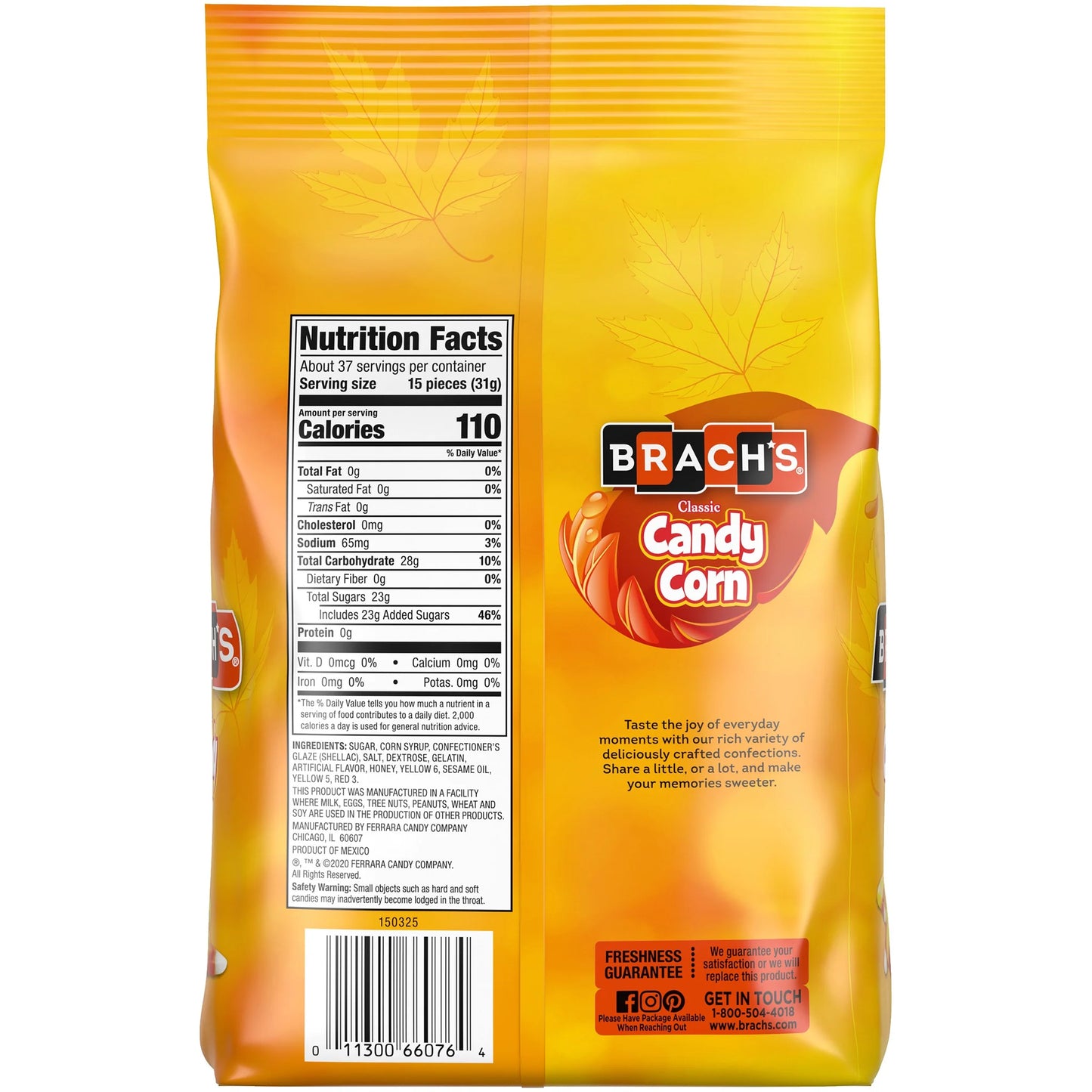 Brach's Candy Corn Stand Up Bag 2.5lb 4ct