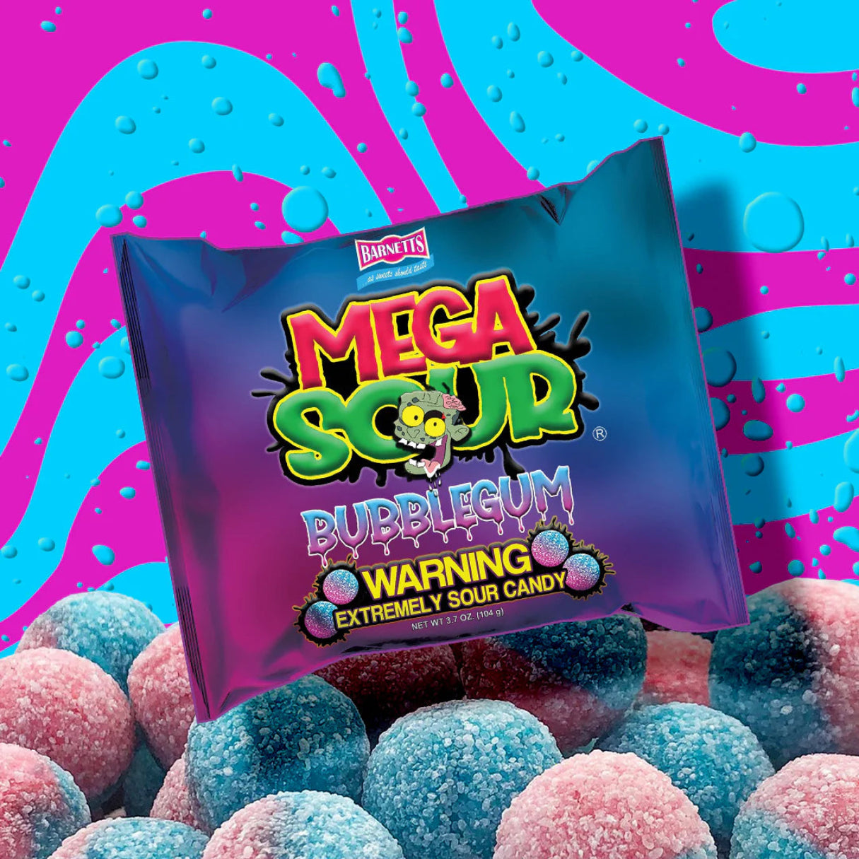 Barnetts Mega Sour Bubblegum Candy 104g UK Extreme Sour Import